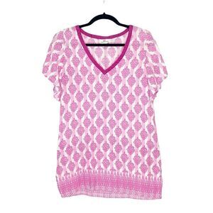 Vineyard Vines Pink Batik Damask Tunic Top Cover Up Size XS